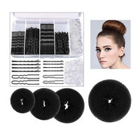 Lot de 3 Chouchous Noirs en Nylon Multi-tailles avec 50 Épingles à Cheveux – Accessoires pour Chignon