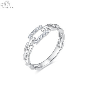 Nouveautés : Bague chaîne classique, design populaire en gros, simple, en or massif 18 carats avec diamants naturels, pour la Saint-Valentin - Product Image 4