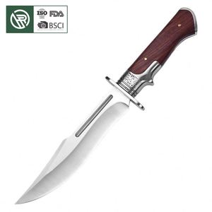 Couteau de chasse à lame fixe en acier inoxydable personnalisé OEM, manche en bois de santal, couteau de survie durable pour l'extérieur - Product Image 1