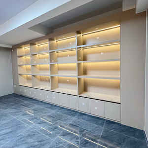 Estantería de Exhibición de Madera de Doble Cara con 5 Niveles, Sistema de Estanterías Resistente, Estante <span class=keywords><strong>para</strong></span> Mercancías de Peso Ligero <span class=keywords><strong>para</strong></span> Tiendas de Conveniencia y Comercios Minoristas - Product Image 1