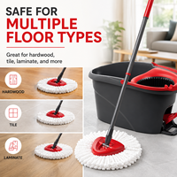 Sistem Pembersih Lantai Cedar Space EasyWring Standard Microfiber Spin Mop dan Ember, Merah Abu-abu
