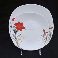 Assiette à soupe carrée en porcelaine imprimée avec Logo personnalisé, décalcomanie de 9 pouces
