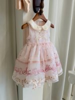 Nouvelle robe d'été pour filles en dentelle rose avec nœud papillon - Robe de princesse sans manches Lolita