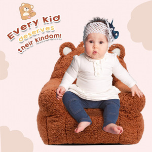 Divanetto per Bambini Ergonomico con Ricamo Orsetto Marrone, Imbottito in Schiuma Comprimibile, Sedia per Neonati all'Ingrosso - Product Image 4