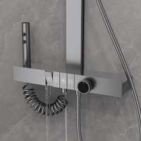 Robinet de douche de bain moderne de haute qualité à 4 fonctions, jet de pluie, jet doux, poignée unique, économie d'eau, ensemble de douche d'hôtel, barre coulissante