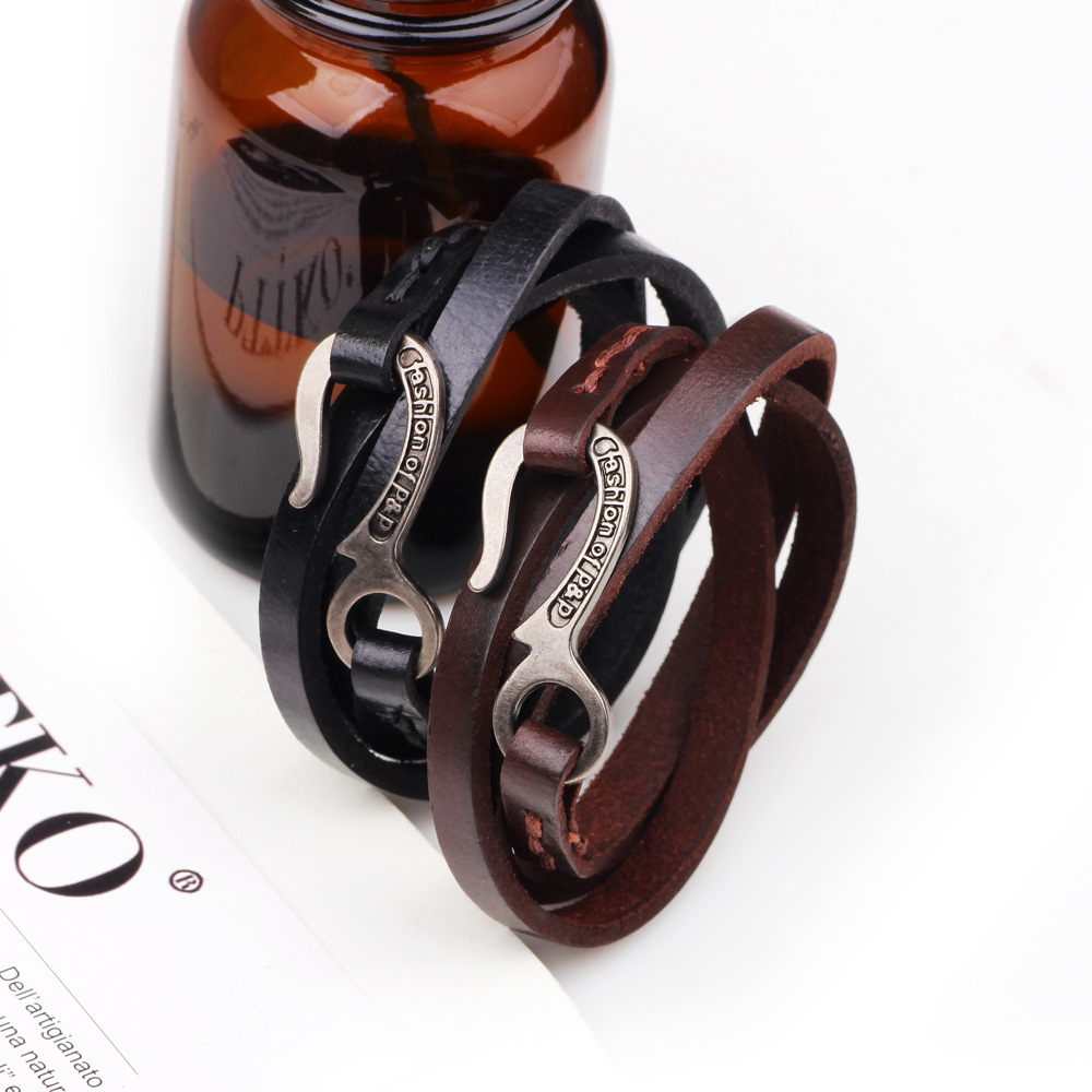 Fashionable bracelets multi-loop winding leather bracelet Korean velvet alloy hollow unisex bracelet