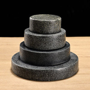 Natural Black Stone Blocks 10 Cm Round Durable Minimalist Design For Coasters Heat Insulating Decorations - Product Image 3