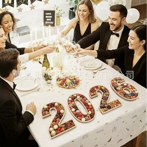 Bamboo 2026 Digital <b>Snack</b> <b>Tray</b> 30cm Solid Wood Serving Plate Home Use - Product Image 4