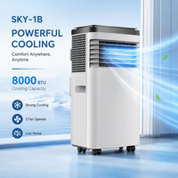 Climatiseur portable domestique à fréquence fixe, électrique, écoénergétique, 8000 BTU, refroidissement et chauffage, R32, en plastique, avec télécommande
