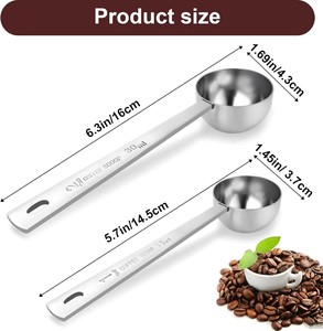 Juego de Cucharas Medidoras de Café de 15 <span class=keywords><strong>ml</strong></span> y <span class=keywords><strong>30</strong></span> <span class=keywords><strong>ml</strong></span> con Mango Largo, Cucharas de Acero Inoxidable para Té Suelto en Polvo - Product Image 2