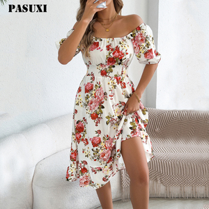 PASUXI Nuovissimo Abito Estivo <span class=keywords><strong>a</strong></span> Maniche Corte con Stampa Digitale, in Chiffon, Stile Moda, <span class=keywords><strong>Taglie</strong></span> Forti, Casual ed Elegante per Ragazze - Product Image 1