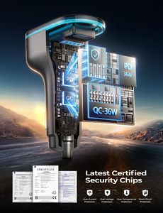 Lisen <span class=keywords><strong>ใหม่</strong></span>60W อะแดปเตอร์รถชาร์จเร็ว4พอร์ต USB C ช่องเสียบบุหรี่สำหรับ iPhone 17 16 Samsung iPad S24การเดินทาง - Product Image 6