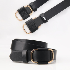 <span class=keywords><strong>Ceinture</strong></span> fine décontractée pour <span class=keywords><strong>femme</strong></span> en cuir PU couleur unie avec <span class=keywords><strong>boucle</strong></span> en alliage, <span class=keywords><strong>sans</strong></span> trous - Product Image 2