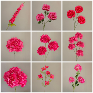 Fleurs artificielles pour mariage, roses rouges et roses, orchidées papillon, hortensias en soie pour bouquet de mariée, décoration de toile de fond pour événements - Product Image 3