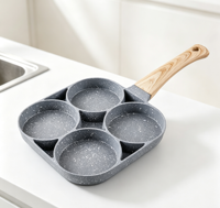 Poêle à Frire Quatre Trous Antiadhésive en Pierre Maifan, Design Moderne, Compatible Gaz et Induction, Capacité 1-2L, Idéale Cuisine Maison