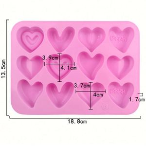 Moule à chocolat en silicone prêt à expédier, avec différentes formes de cœur, réutilisable, pour la pâtisserie maison, outil de pâtissier DIY, sans BPA, OEM/ODM - Product Image 2