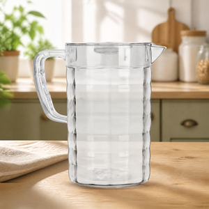 Carafe à eau en plastique transparent HALO avec poignée et bec verseur, carafe texturée pour boissons, idéale pour la maison, la cuisine, les restaurants, les hôtels et les salles à manger - Product Image 6