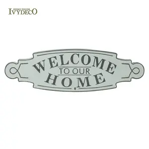 IVYDECO 골동품 금속 야외 실내 장식 "우리의 집에 오신 것을 환영합니다" 편지 아트 공예 금속 기호