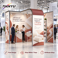 Stand d'exposition TIANYU, système de structure en aluminium, sections modulaires, panneaux en tissu, installation facile, réutilisable, 20 pieds x 20 pieds