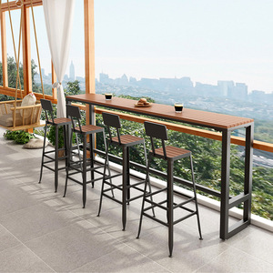 Jxtoutfit-mesa larga impermeable para exteriores, combinación de sillas, patio, balcón familiar, techo, mesa de pierna alta de madera de plástico para ocio - Product Image 1