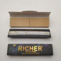 Papier à rouler personnalisé avec logo estampé à l'or, fermeture à clip, 100% gomme arabique naturelle, papier brun/de riz avec filtre.
