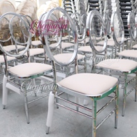 Chaises Chiavari en métal argenté électroplaqué à dossier plein, empilables, pour hôtels, banquets, appartements et hôpitaux - Vente en gros