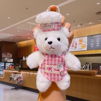 En gros, Porte-clés en peluche ours chef mignon, poupée en peluche Teddy, pendentif animal de dessin animé, ornement de sac, joli cadeau