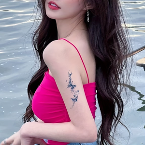 สติกเกอร์รอย<span class=keywords><strong>สัก</strong></span>ชั่วคราวรูปผีเสื้อสีฟ้า ดีไซน์หลากสีสันสำหรับข้อมือและกระดูกไหปลาร้าสำหรับศิลปะบนร่างกายประจำวันของผู้หญิง <span class=keywords><strong>รูป</strong></span>ทรงสี่เหลี่ยม - Product Image 3