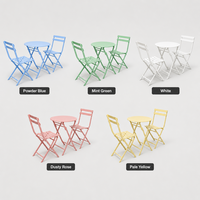 Ensemble table et chaises pliantes trois pièces en fer forgé, style américain moderne et minimaliste, pour l'extérieur et les cafés