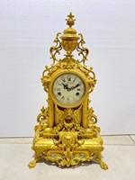 Horloge de table mécanique en laiton massif de style impérial italien, dorée, vintage, pour collection, décoration intérieure