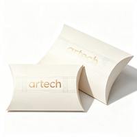Boîte d'emballage pliable mate en papier pour bonbons et aliments, avec impression dorée, personnalisable avec logo, type oreiller, pour cadeaux