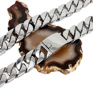 Collier large et épais Kalen en <span class=keywords><strong>acier</strong></span> <span class=keywords><strong>inoxydable</strong></span> de 24 mm, style hip-hop tendance pour <span class=keywords><strong>homme</strong></span>, motif bambou, design imposant - Product Image 1