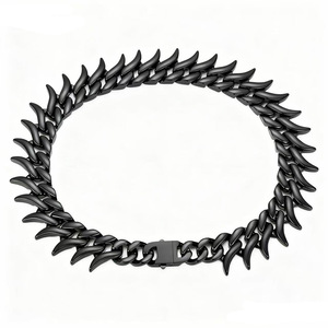 Collar de Cadena Cubana de Acero Inoxidable Grueso y Pesado de 34 mm de Ancho con Púas y Espinas, Estilo <span class=keywords><strong>Punk</strong></span> Hip Hop para Hombre - Product Image 5