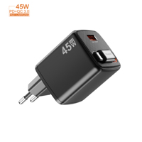 Pengisi daya ponsel USB 45W GaN, adaptor pengisi daya cepat QC3.0 dapat ditarik untuk Laptop EU OVP PD 3.0