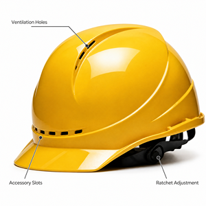 Cascos de Seguridad Laboral con Suspensión de 6 Puntos, Material PE Ranurado, Protección Ligera para la Cabeza - Product Image 1