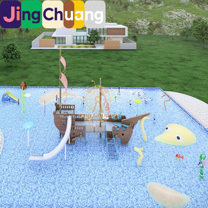 Grand parc <span class=keywords><strong>aquatique</strong></span> gonflable pour enfants avec toboggan <span class=keywords><strong>aquatique</strong></span> en fibre de verre, piscine et équipement de pulvérisation d'eau - Product Image 1