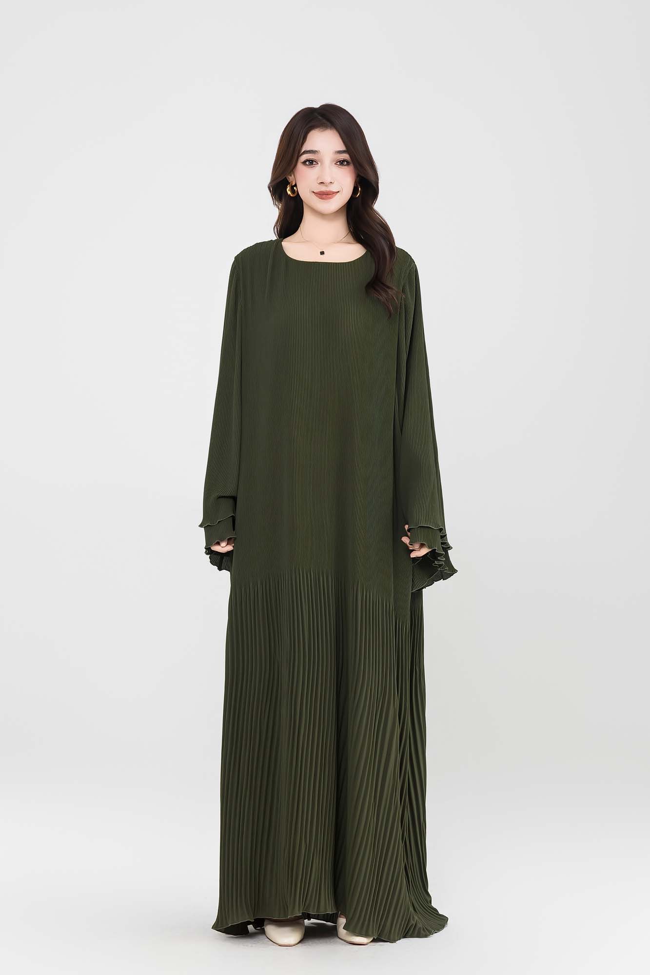 strapless open back dress Lynda Pleated Midi Dress