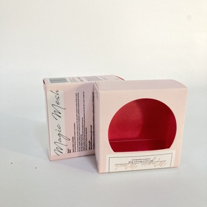 Boîte en papier rose personnalisée avec logo pour cosmétiques, houppette à poudre, avec fenêtre transparente et impression intérieure - Product Image 6
