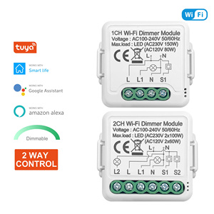 100-240V AC 2 kênh Mini tuya thông minh Wifi chuyển đổi ánh sáng Dimmer mô-đun với dòng lửa và dòng trung tính PST-D02 - Product Image 3