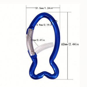 Mosquetón Personalizado de Aleación de Aluminio Azul con Grabado Láser en Forma de Pez, con Gancho de Resorte para Pesca, Camping y Actividades al Aire Libre - Product Image 2