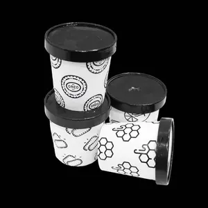 Offre Spéciale Eco Friendly D'été Crème Glacée Contenant Baignoire Smoothie Yogourt glacé Emballage Tasse PLA JETABLE Tasse De Crème Glacée