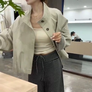 Regular Ultra-flattering Stand-collar <strong>Trench</strong> <strong>Coat</strong> <strong>Women</strong>; Spring/autumn 2026 New Arrivalloose Casual Jacket Polyester Fleece - Product Image 3