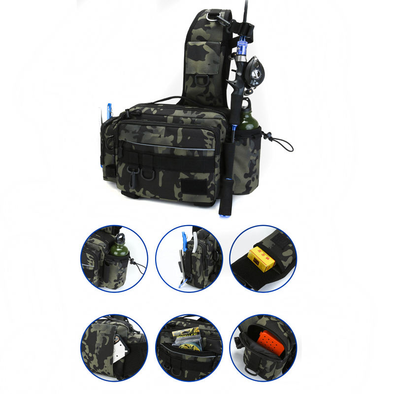 Bolsa multifuncional para Señuelos de Pesca al aire libre, riñonera táctica  de poliéster impermeable, bandolera táctica insertada para aparejos de