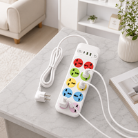 Multiprise universelle 10 voies personnalisable avec logo, ports USB-C, câble de 2 m, durable, colorée, pour maison et bureau