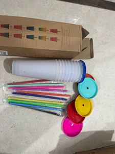 10 Pack 24oz <b>Reusable</b> Cold Iced Coffee Drink Water Tumblers Color Changing Plastic <b>Cups</b> with Lids and Straws - Product Image 3