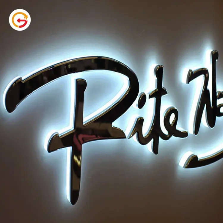 Giaguarsign produttore taglio Laser personalizzato 3D metallo titanio LED retroilluminato segnaletica in acciaio inox lettera parete Logo segni