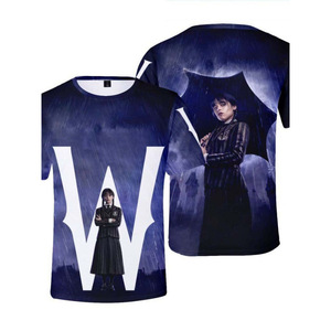 T-shirt <span class=keywords><strong>a</strong></span> maniche corte stampata in 3D con motivo <span class=keywords><strong>a</strong></span> cuore di <span class=keywords><strong>Wednesday</strong></span> Addams, ad asciugatura rapida, in poliestere ad alta resistenza del colore, taglie S-6XL POD - Product Image 4