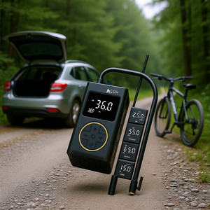 KLOK Gonfleur de pneus sans fil portable 3600mAh avec écran LED 12V pour voitures, motos, vélos et ballons - Product Image 2