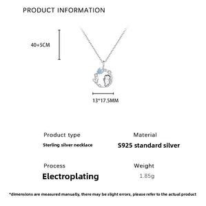 Collier de mariage tendance en argent sterling S925 plaqué platine avec zircon, pendentif chat et papillon sous la lune, design original - Product Image 6