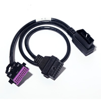 Câble d'extension OBD 2 16 broches OBD2 16 broches mâle à double femelle, câble adaptateur OBD pour VW AUDI en stock